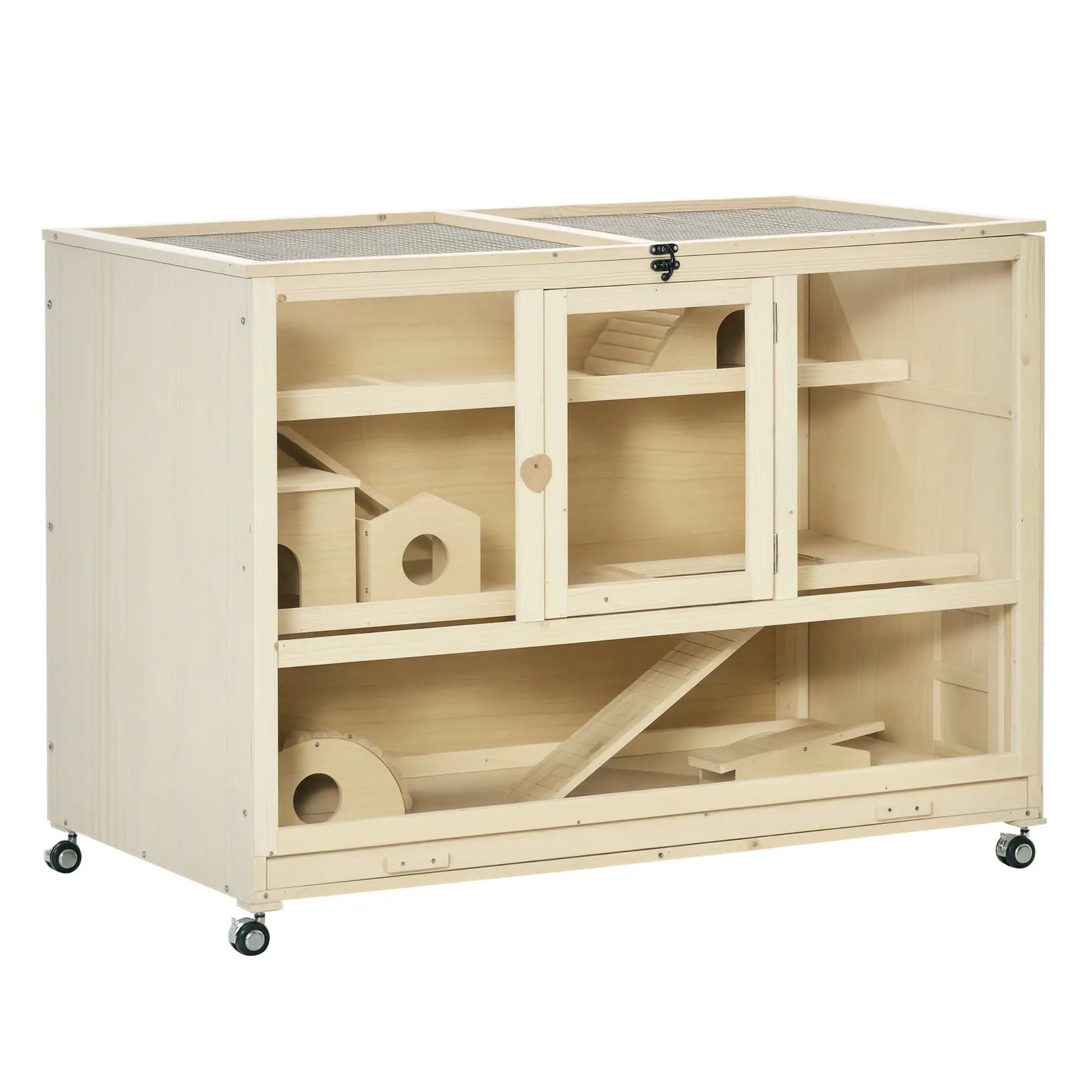 Wooden Hamster Cage, 3 Tier Rat Cage, Openable Roof, Run, Ladders, Wheels, Tray Hamster Cages at Gallery Canada