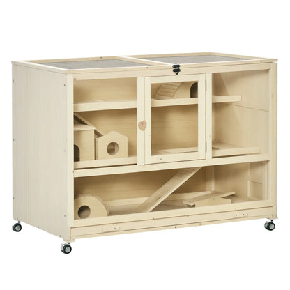 Wooden Hamster Cage, 3 Tier Rat Cage, Openable Roof, Run, Ladders, Wheels, Tray Hamster Cages at Gallery Canada