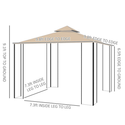 10x10ft Outdoor Gazebo, Double Top Pavilion, Steel Frame, Mosquito Netting Gazebos at Gallery Canada
