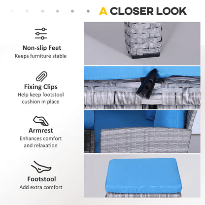 5-Piece Wicker Patio Set, Table, Ottomans, Bright Blue, Blue Patio Furniture Sets at Gallery Canada