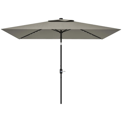 Patio Umbrella with 22 LED Solar Lights, Tilt, Light Grey Sun Umbrellas Light Grey at Gallery Canada
