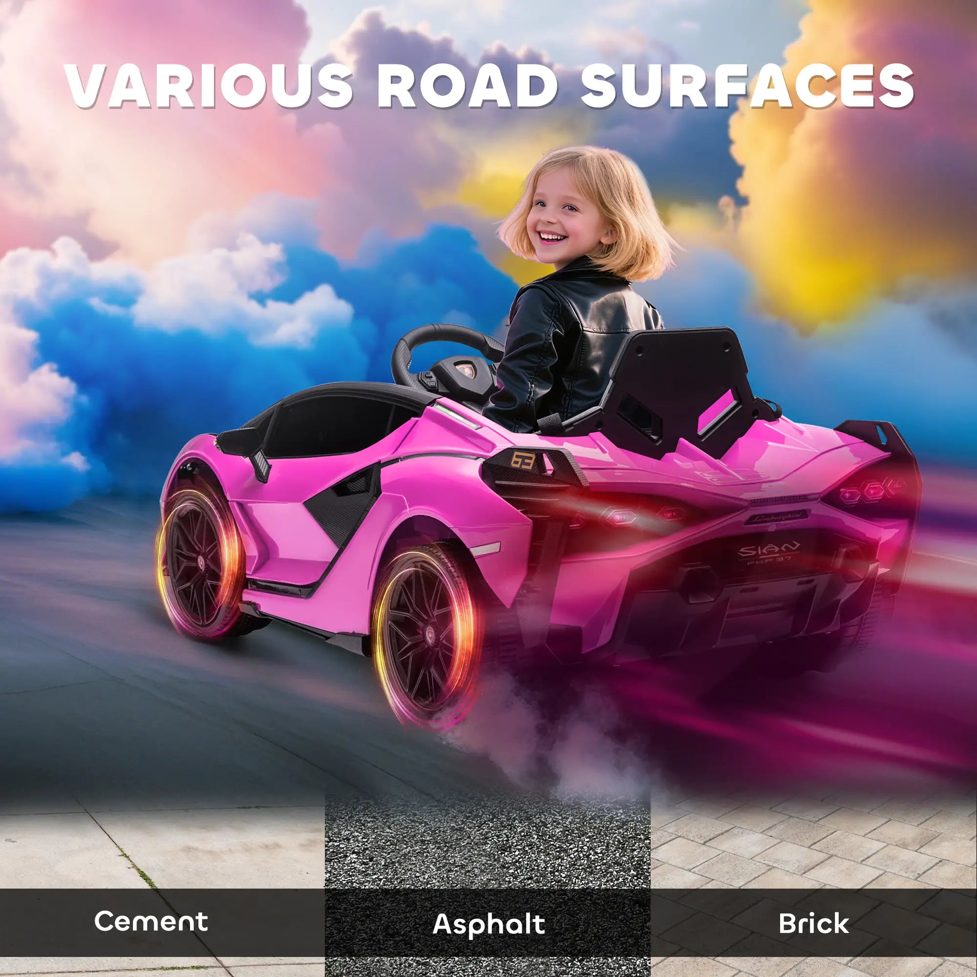 12V Kids Electric Ride On Car, Remote Control, Music Lights, For 3-5 Years, Pink Electric Toy Cars at Gallery Canada