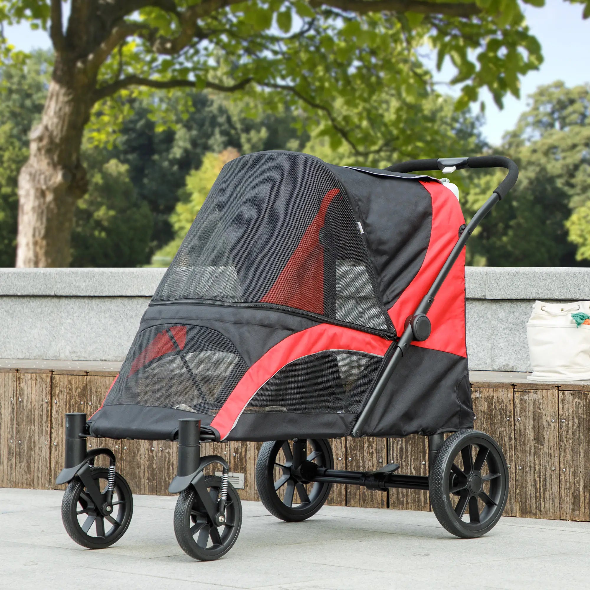 Foldable Pet Stroller, Large Dogs, Four Big Wheels, Black Dog Bike Trailers & Strollers at Gallery Canada