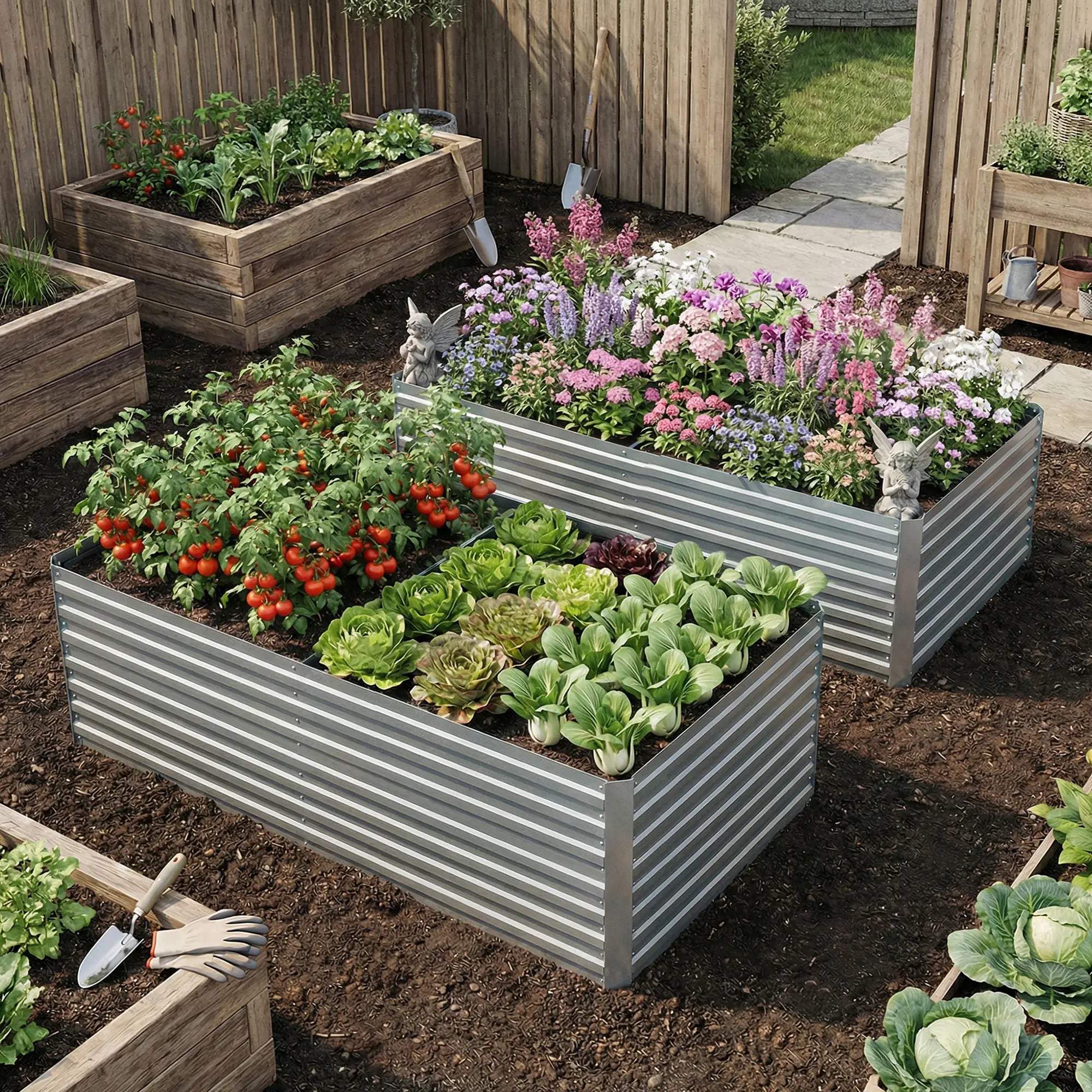 Galvanised Raised Garden Bed Set, 6 x 3 x 2 ft, Silver Galvanized Planter Boxes at Gallery Canada