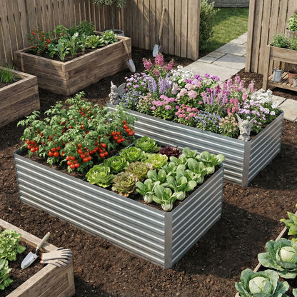 Galvanised Raised Garden Bed Set, 6 x 3 x 2 ft, Silver Galvanized Planter Boxes at Gallery Canada