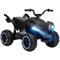 VTT pour enfants 12V, doubles moteurs, suspension arrière, 2,2 MPH, roues lumineuses, noir