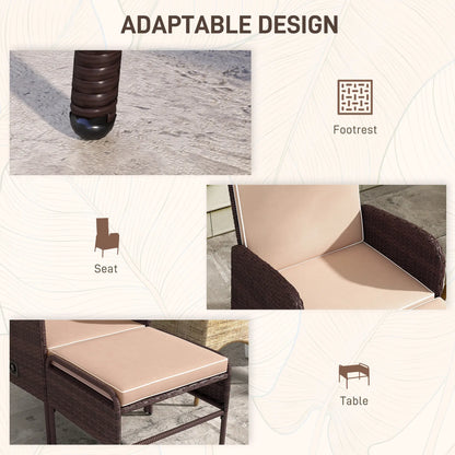 2 Pc Patio Reclining Chair Set with Stool, Cushions, Outdoor, Brown Patio Furniture Sets at Gallery Canada