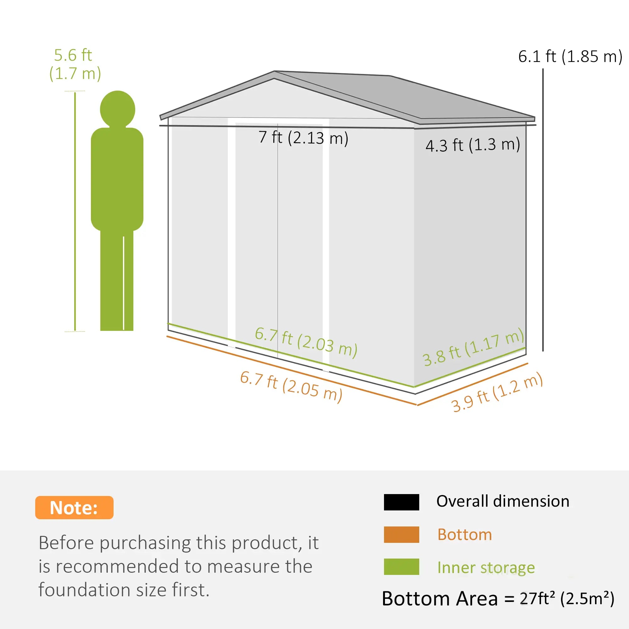 7' x 4' x 6' Garden Storage Shed, Metal Tool House, Dark Grey Sheds at Gallery Canada