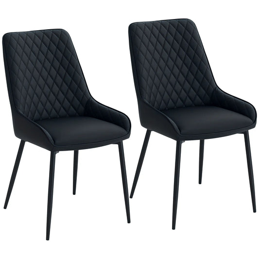 Modern Dining Chairs Set of 2, PU Leather, Metal Legs, Black Bar Stools Black at Gallery Canada