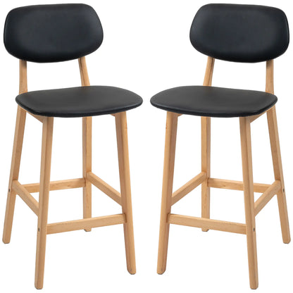 PU Leather Bar Stools Set of 2, Counter Height, Natural and Black, Black Bar Stools Black, Natural at Gallery Canada