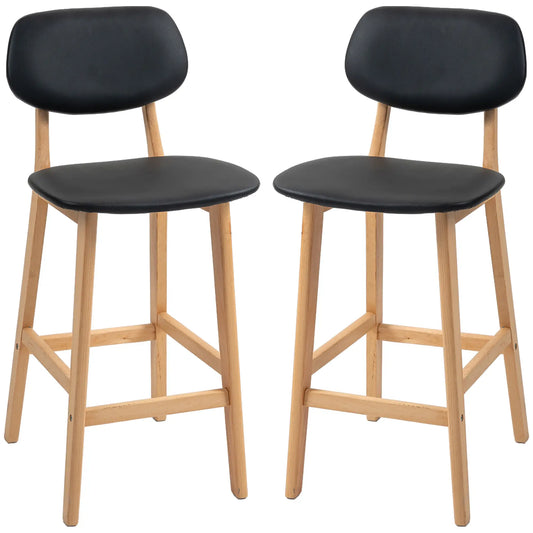 PU Leather Bar Stools Set of 2, Counter Height, Natural and Black, Black Bar Stools Black, Natural at Gallery Canada
