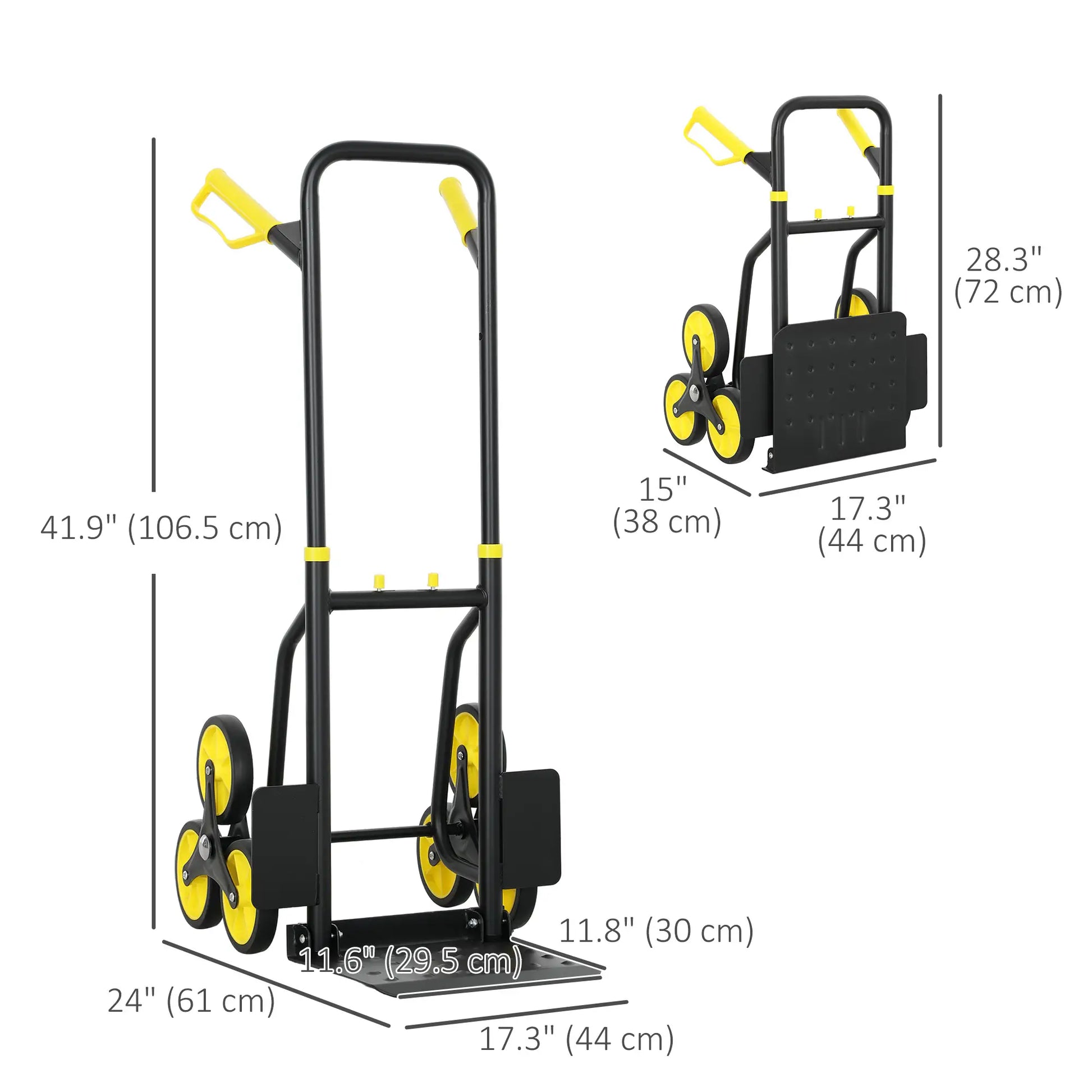 6-Wheels Stair Climber Cart, Foldable Steel, 264lbs Capacity, Yellow Folding Hand Trucks at Gallery Canada