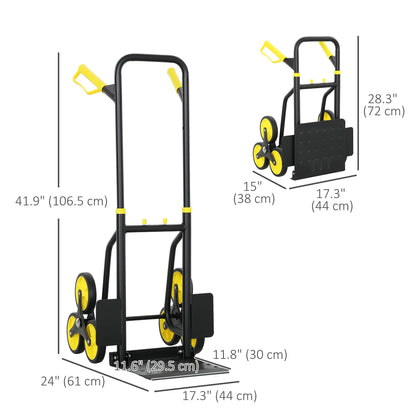 6-Wheels Stair Climber Cart, Foldable Steel, 264lbs Capacity, Yellow Folding Hand Trucks at Gallery Canada