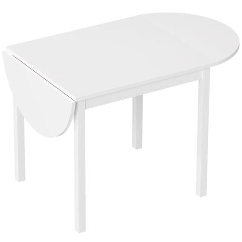 Solid Wood Kitchen Table, Drop Leaf, Folding Dining Table, White