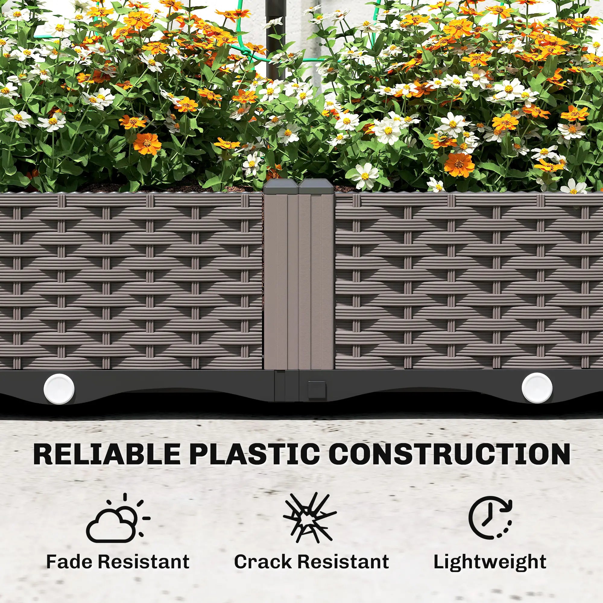 Plastic Planter Box With Trellis, Self-Watering Raised Garden Bed Raised Garden Beds at Gallery Canada