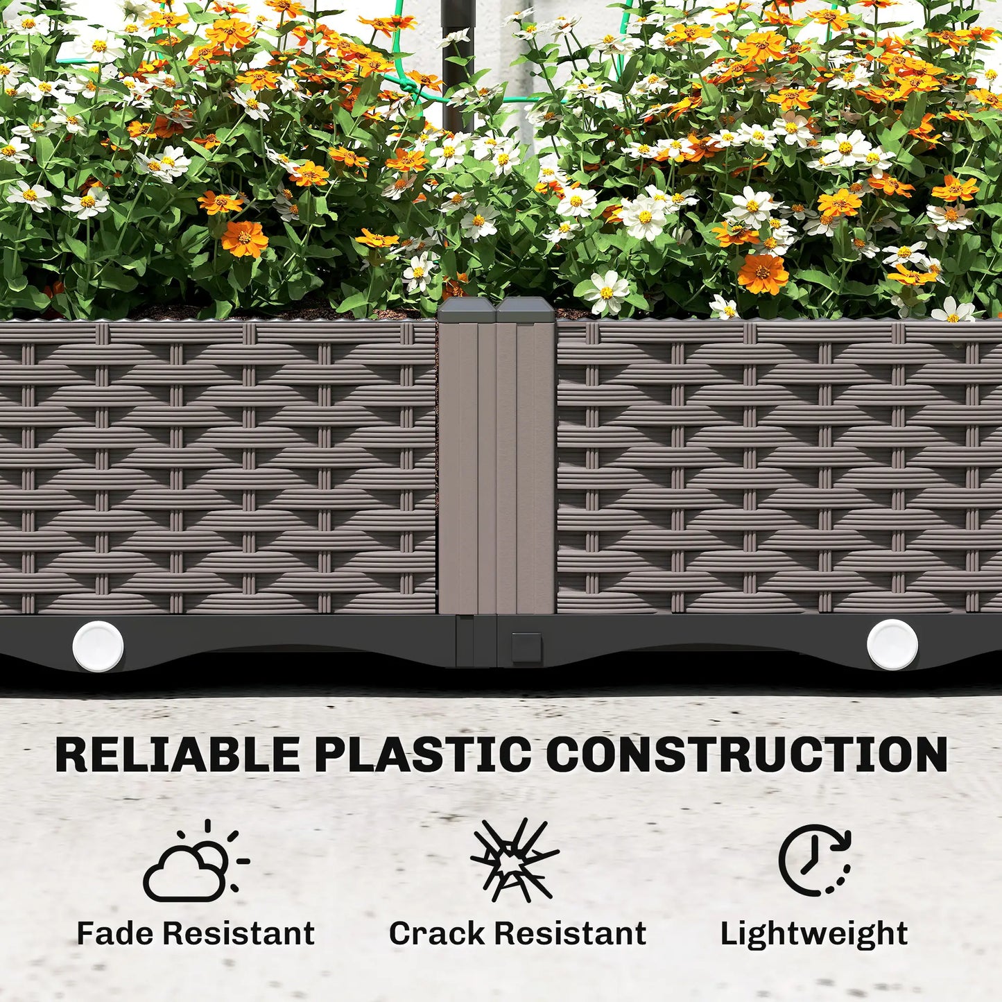 Plastic Planter Box With Trellis, Self-Watering Raised Garden Bed Raised Garden Beds at Gallery Canada