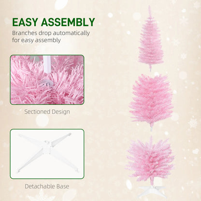 6' Slim Artificial Christmas Tree, Realistic Branches, Sturdy Metal Stand, Pink Pencil Christmas Trees at Gallery Canada