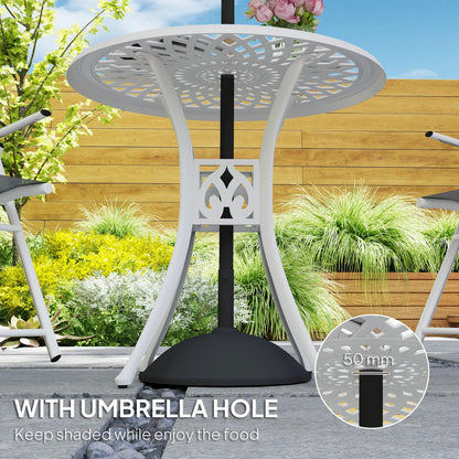 30-Inch Round Patio Dining Table, Cast Aluminium Outdoor Bistro Table, White Patio Dining Tables at Gallery Canada