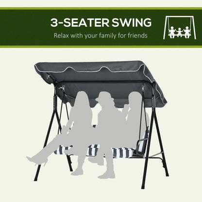 3-Seater Outdoor Porch Swing, Adjustable Canopy, White, Grey Patio Swings with Stand at Gallery Canada