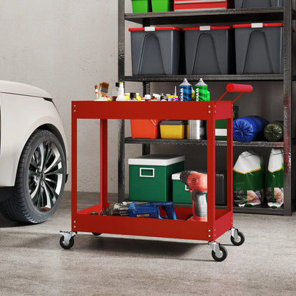 2 Tier Rolling Tool Cart With Wheels, Red Tool Organizers at Gallery Canada