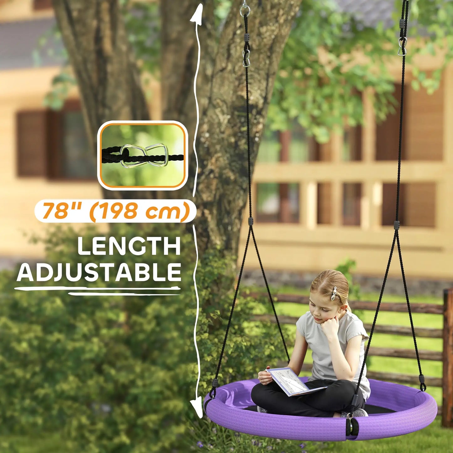 100cm Diameter Nest Seat, Height Adjustable, Kids Outdoor Playground, Purple Gym Sets & Swings at Gallery Canada