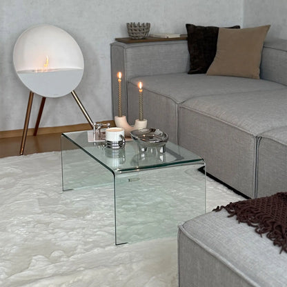 Clear Glass Coffee Table, Modern Rectangle Living Room Table, Safe Rounded Edges Coffee Tables at Gallery Canada
