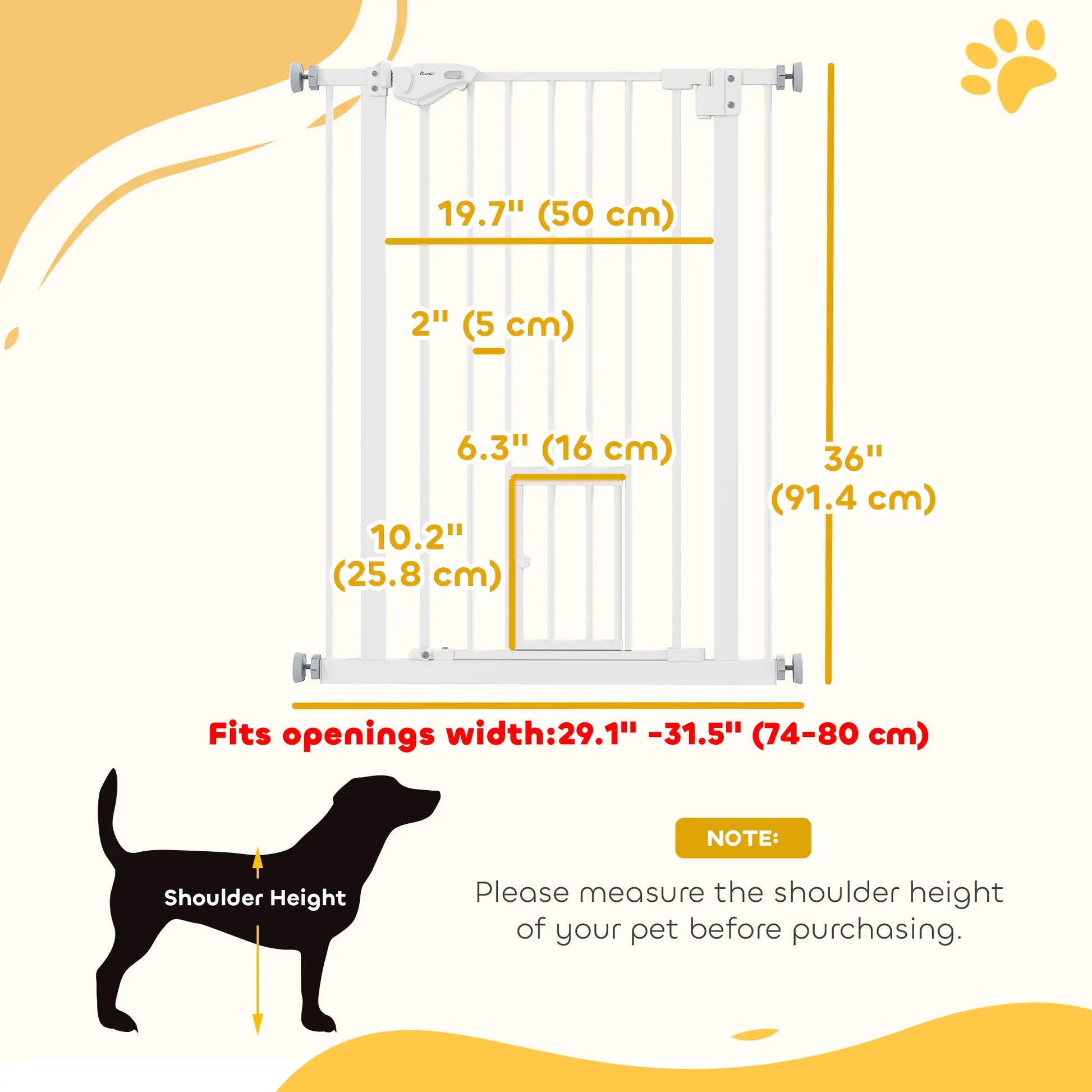 36" Indoor Dog Gate for Doorways, House, Stairs, White Houses, Kennels & Pens at Gallery Canada