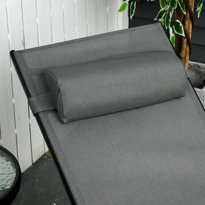 Aluminum Reclining Lounge Chair, 5-Level Adjustable Backrest, Head Pillow, Grey Lounger Chairs at Gallery Canada