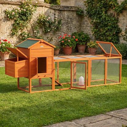 117 Extra Large Chicken Coop, Asphalt Roof, Wooden Hen House, Slide-out Tray, Quail Hutch, Nesting Box, Orange Chicken Coops at Gallery Canada