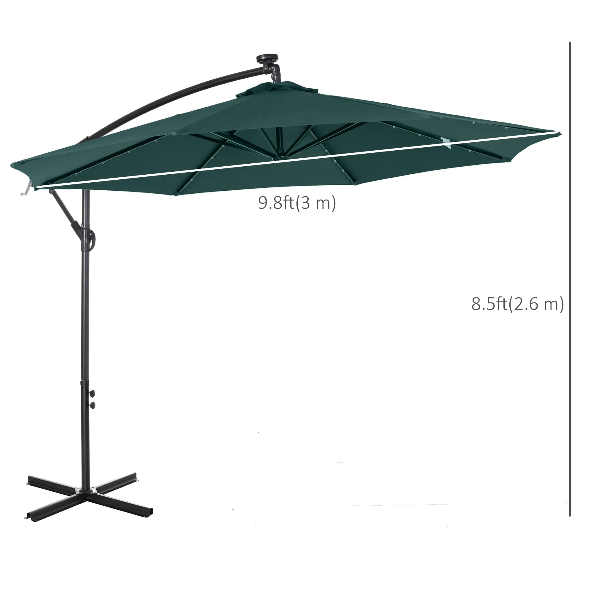 10ft Outdoor Cantilever Umbrella, Adjustable Angle, Dark Green Cantilever Umbrellas at Gallery Canada