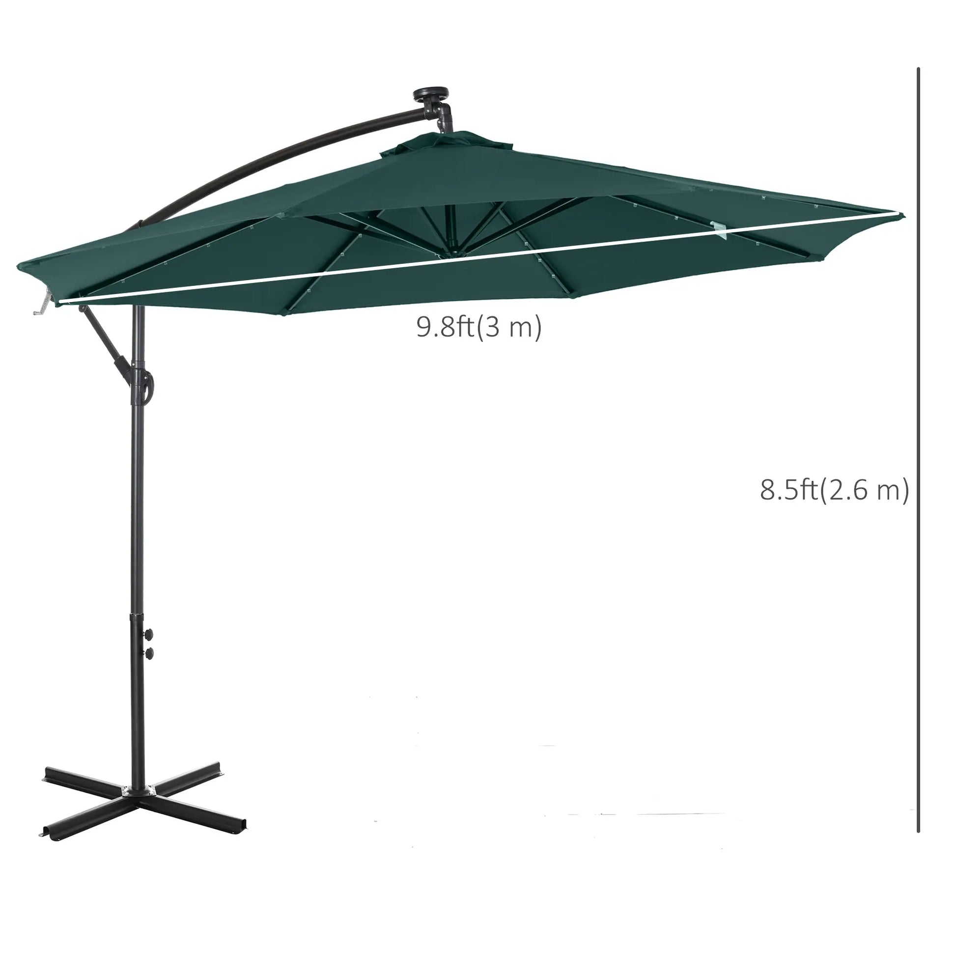 10ft Outdoor Cantilever Umbrella, Adjustable Angle, Dark Green Cantilever Umbrellas at Gallery Canada