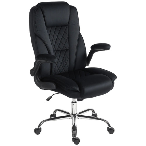 Executive Office Chair, Flip-Up Armrest, Diamond Fabric, Black