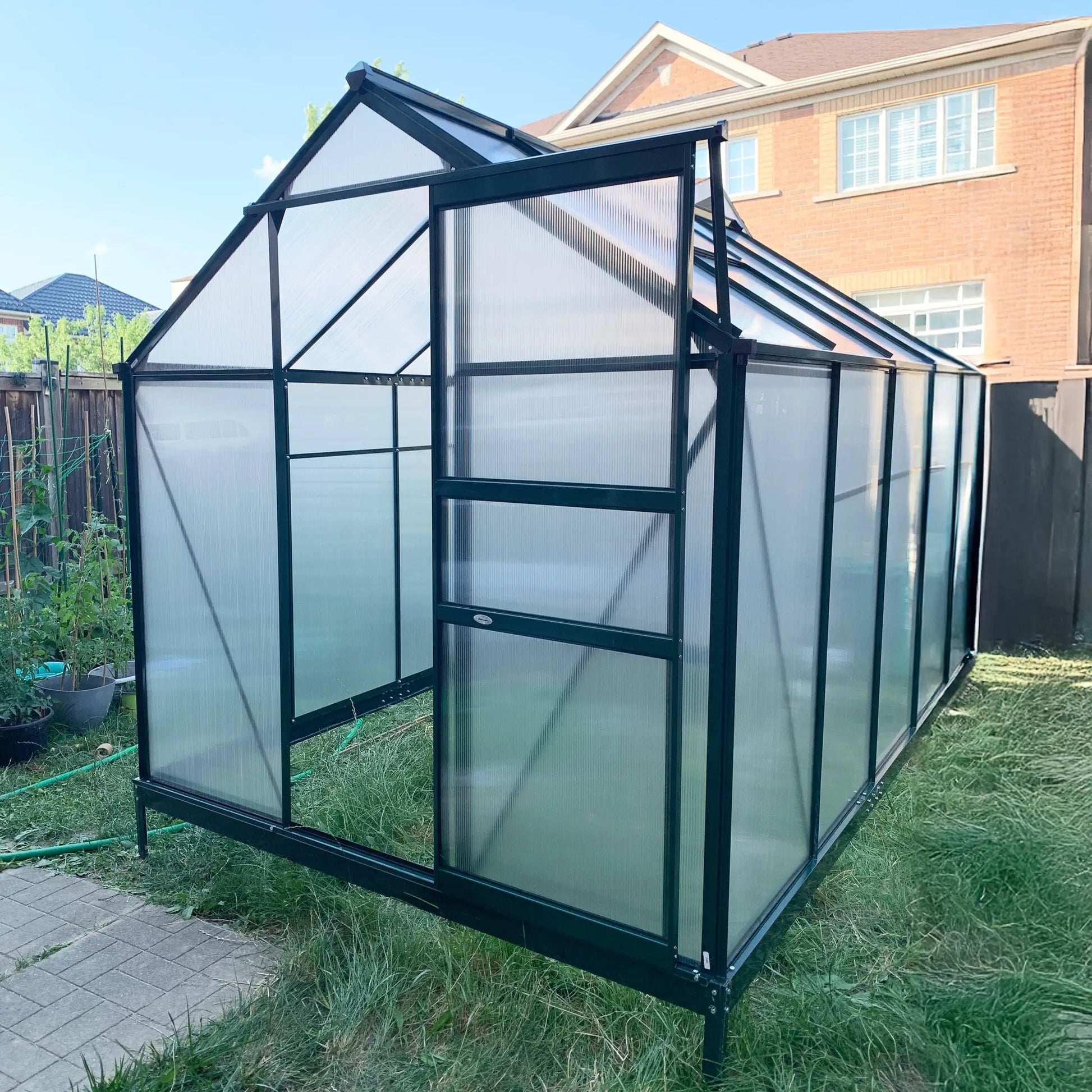 6.2' x 8.3' x 6.6' Polycarbonate Greenhouse, Walk-In w/ Slide Door, Clear Walk In Greenhouses at Gallery Canada