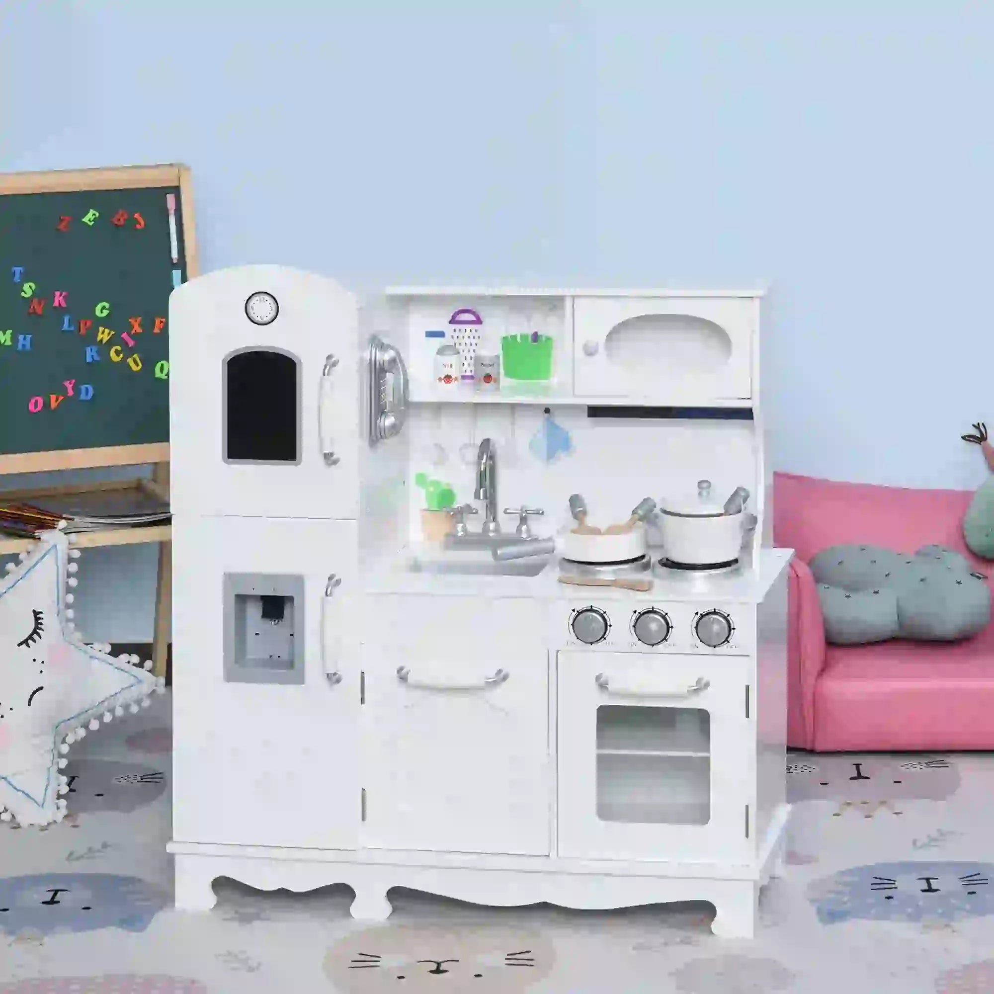 Large Kids Kitchen Playset, Telephone, Water Dispenser, Cooking Set Play Kitchen at Gallery Canada