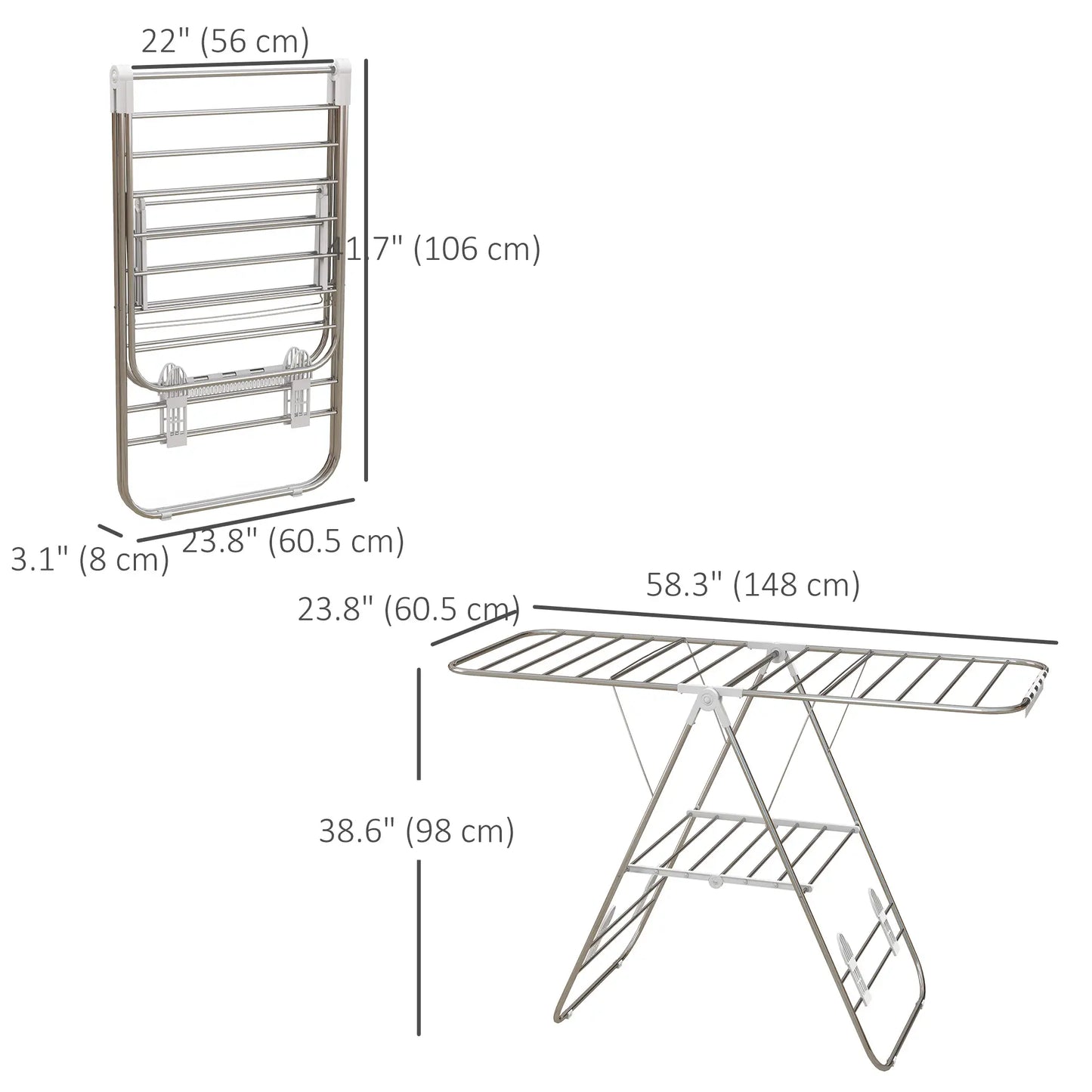 Stainless Steel 2-Tier Foldable Clothes Drying Rack, Silver Bath Accessories at Gallery Canada