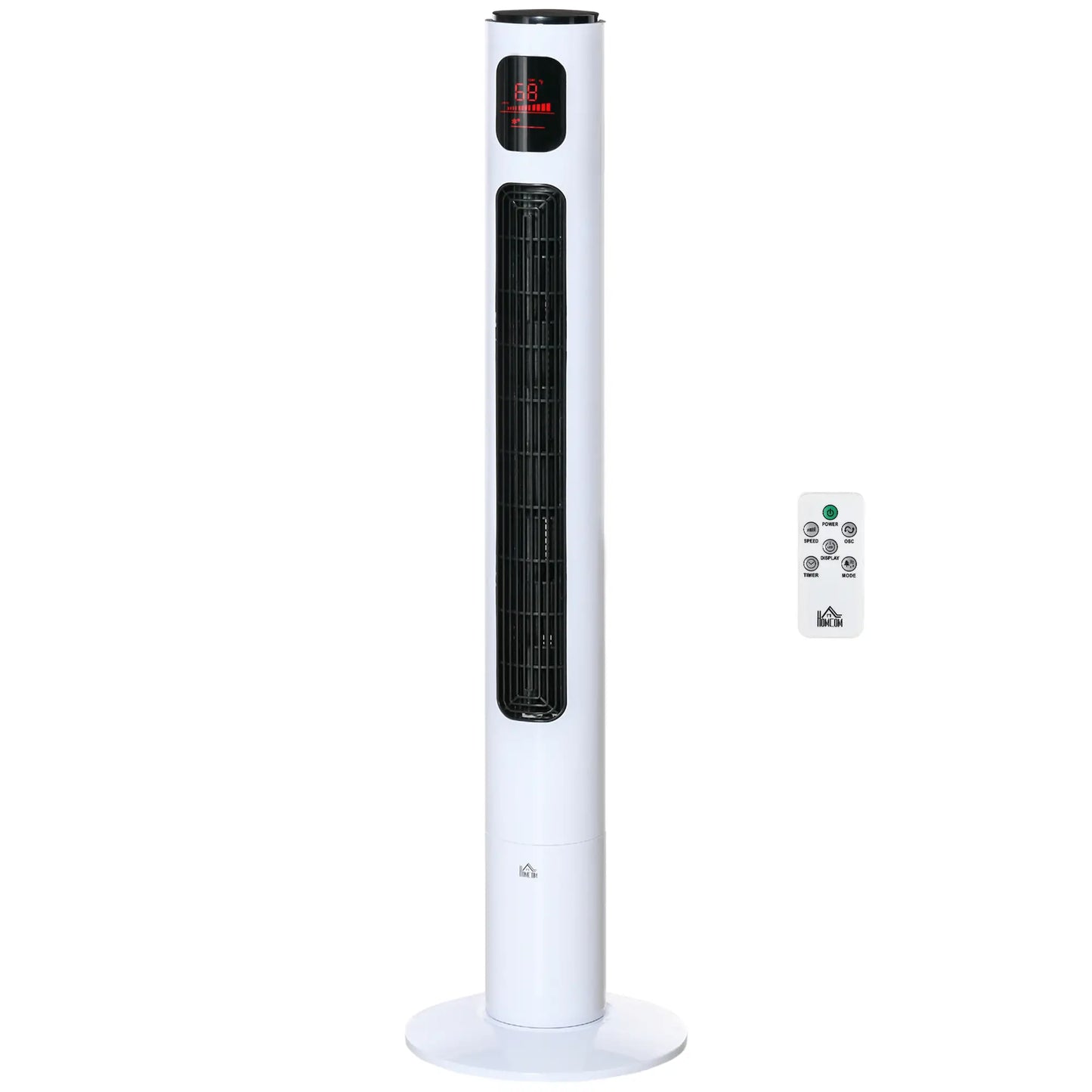 Freestanding Tower Fan, Oscillating, 3 Speed, 12h Timer, LED Panel, Remote, White Tower Fans at Gallery Canada