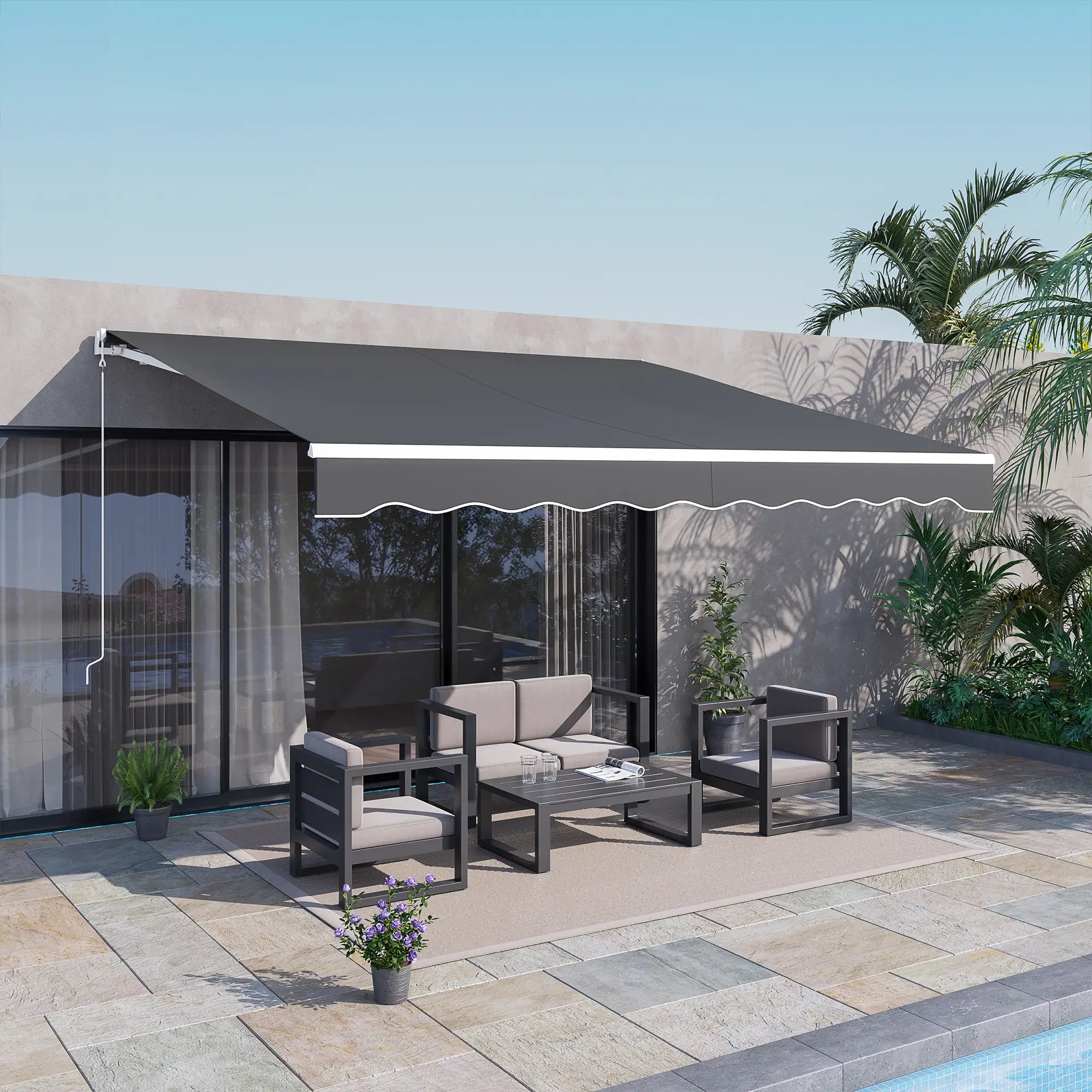 12'x10' Electric Retractable Awning, UV Protection, Grey Deck Awnings at Gallery Canada