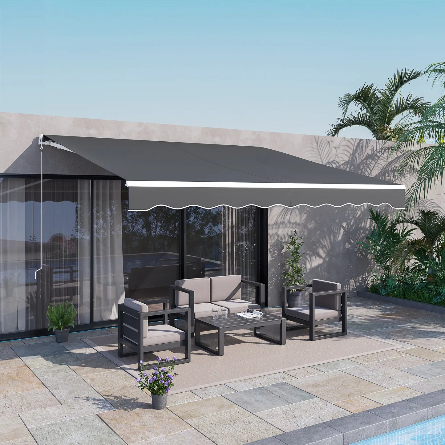 12'x10' Electric Retractable Awning, UV Protection, Grey Deck Awnings at Gallery Canada