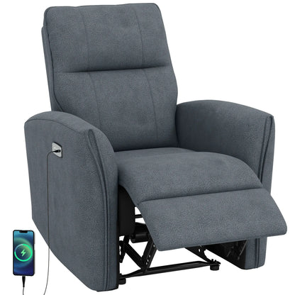 Fabric Recliner Chair, USB Ports, Footrest, Charcoal Grey Sofas & Reclining Chairs at Gallery Canada