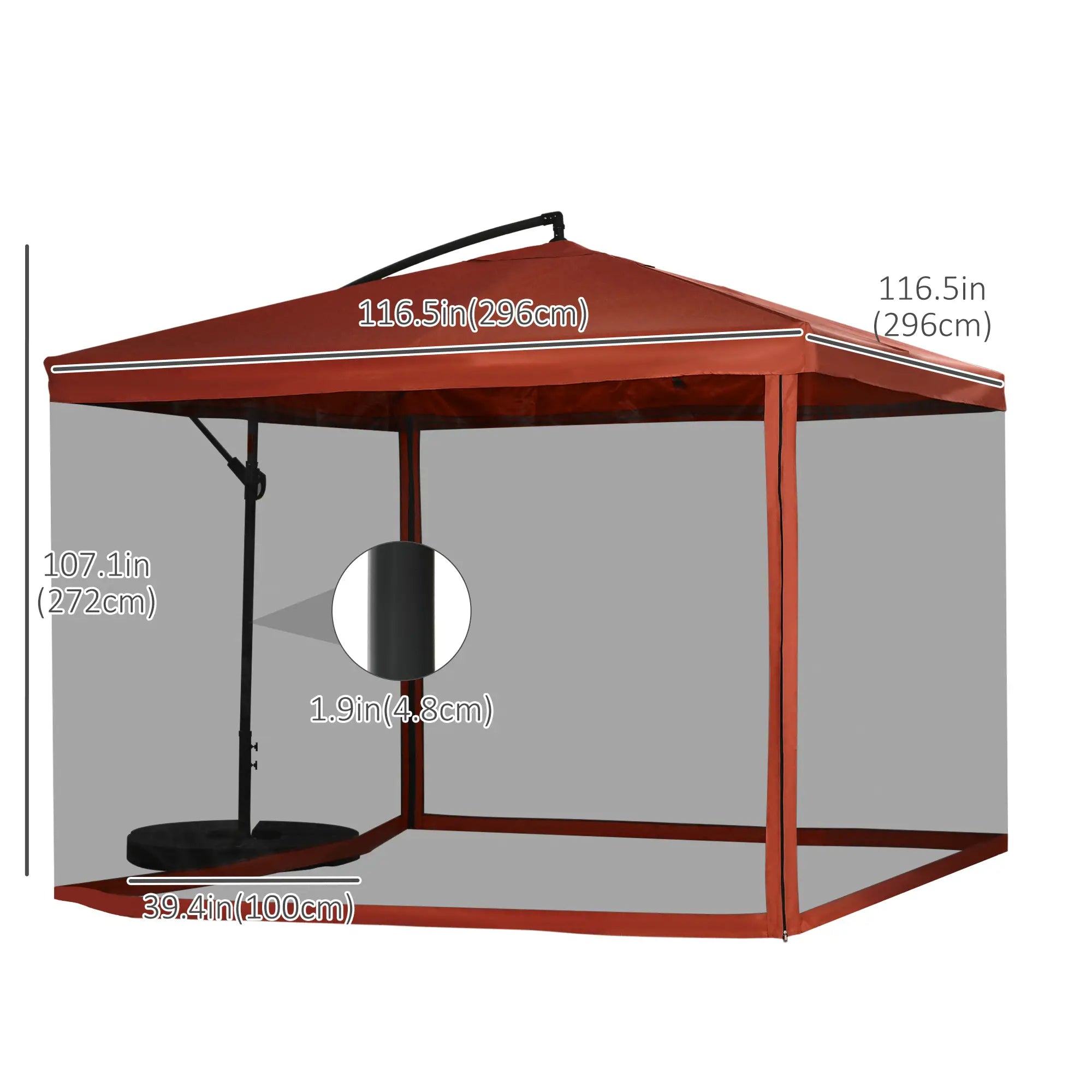 Offset Patio Umbrella, Adjustable Cantilever Canopy, Wine Red Cantilever Umbrellas at Gallery Canada