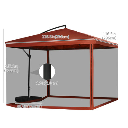 Offset Patio Umbrella, Adjustable Cantilever Canopy, Wine Red Cantilever Umbrellas at Gallery Canada