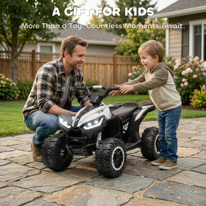 Kids 4 Wheeler Quad with Music, Headlights, High Low Speed, White Electric Toy Cars at Gallery Canada