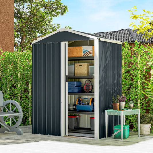 4.5 x 3ft Metal Garden Shed, Waterproof, Lockable Door, Dark Grey Sheds Dark Grey at Gallery Canada