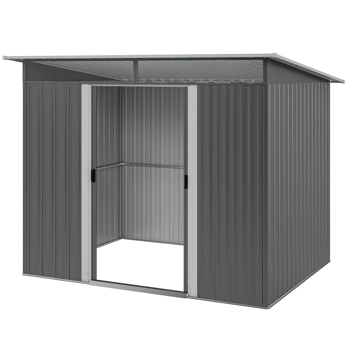 9' x 6.5' Metal Garden Shed, Outdoor Utility Storage, Dark Grey Sheds Dark Grey at Gallery Canada