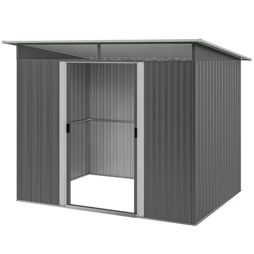 9' x 6.5' Metal Garden Shed, Outdoor Utility Storage, Dark Grey