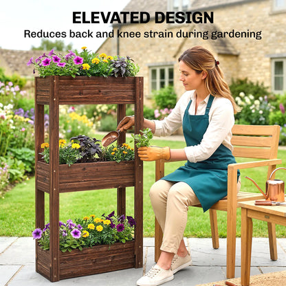 3-Tier Wooden Raised Garden Bed, 23.6" x 9.8" x 47.2", Elevated Planter Box Elevated Garden Beds at Gallery Canada