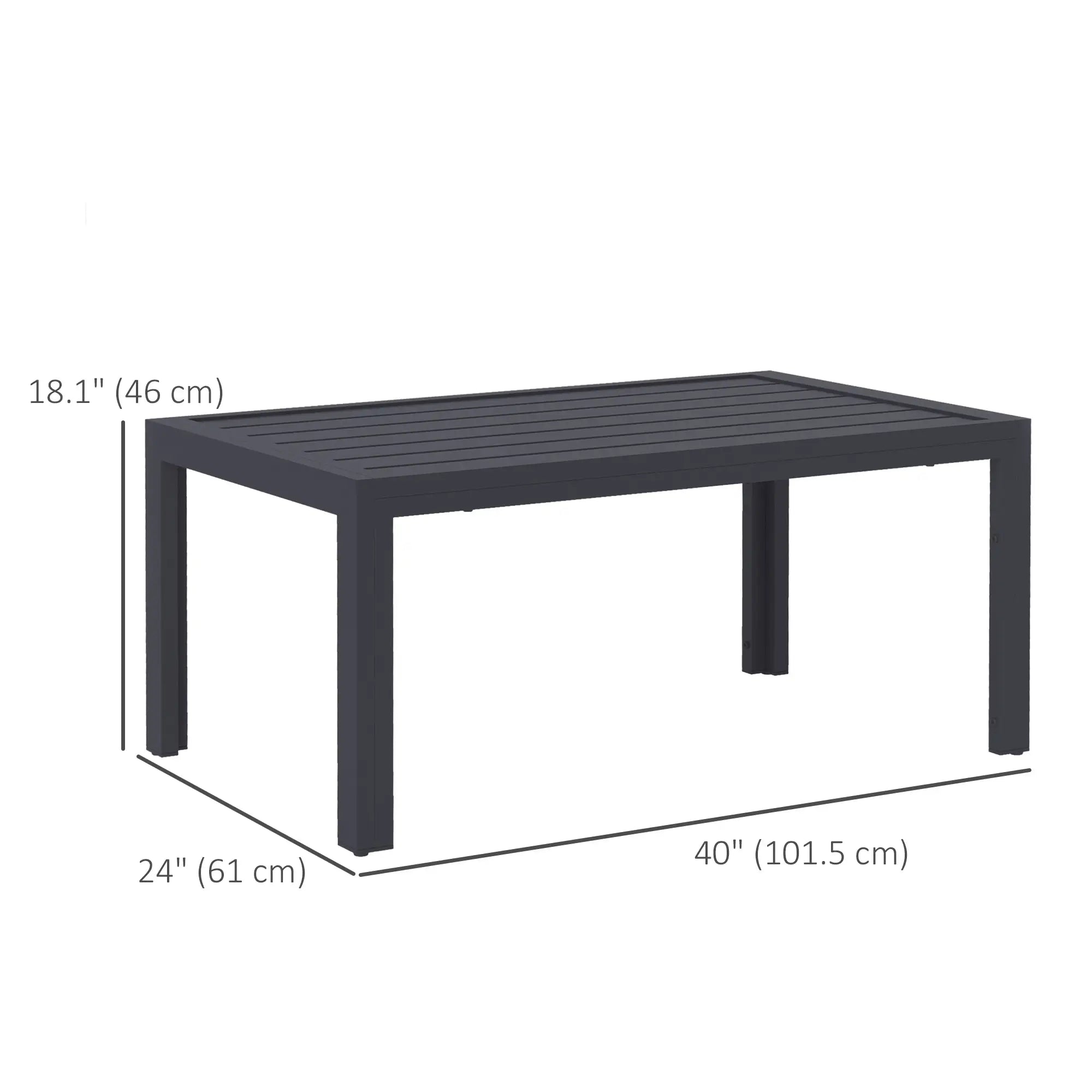 Outdoor Coffee Table, Rectangular, Steel Frame, Slat Tabletop, Grey Patio Side Tables at Gallery Canada