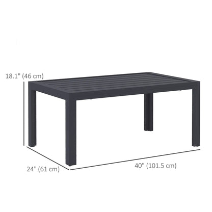 Outdoor Coffee Table, Rectangular, Steel Frame, Slat Tabletop, Grey Patio Side Tables at Gallery Canada