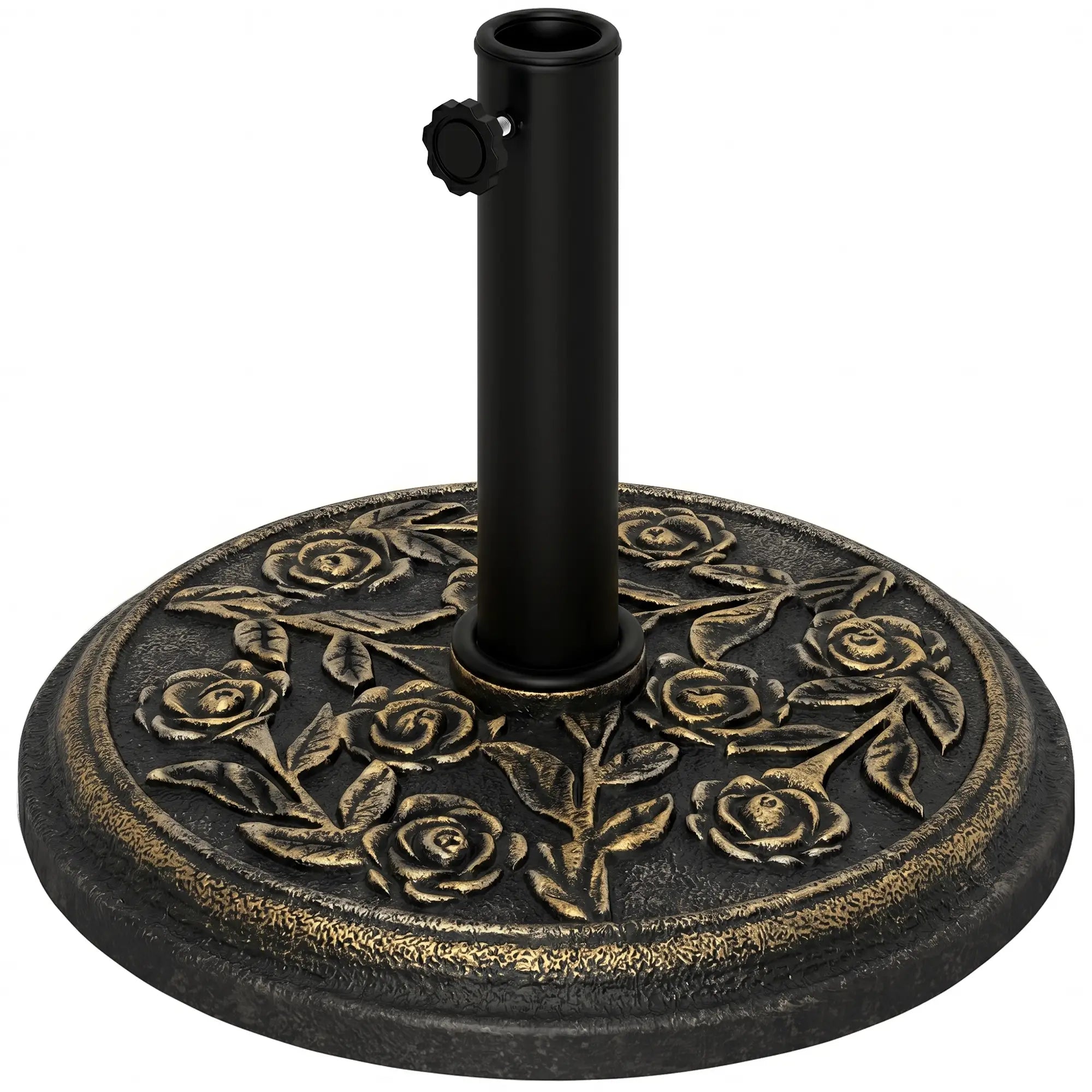 18” Round Patio Umbrella Base, Cast Stone Resin, Bronze Umbrella Bases Bronze at Gallery Canada