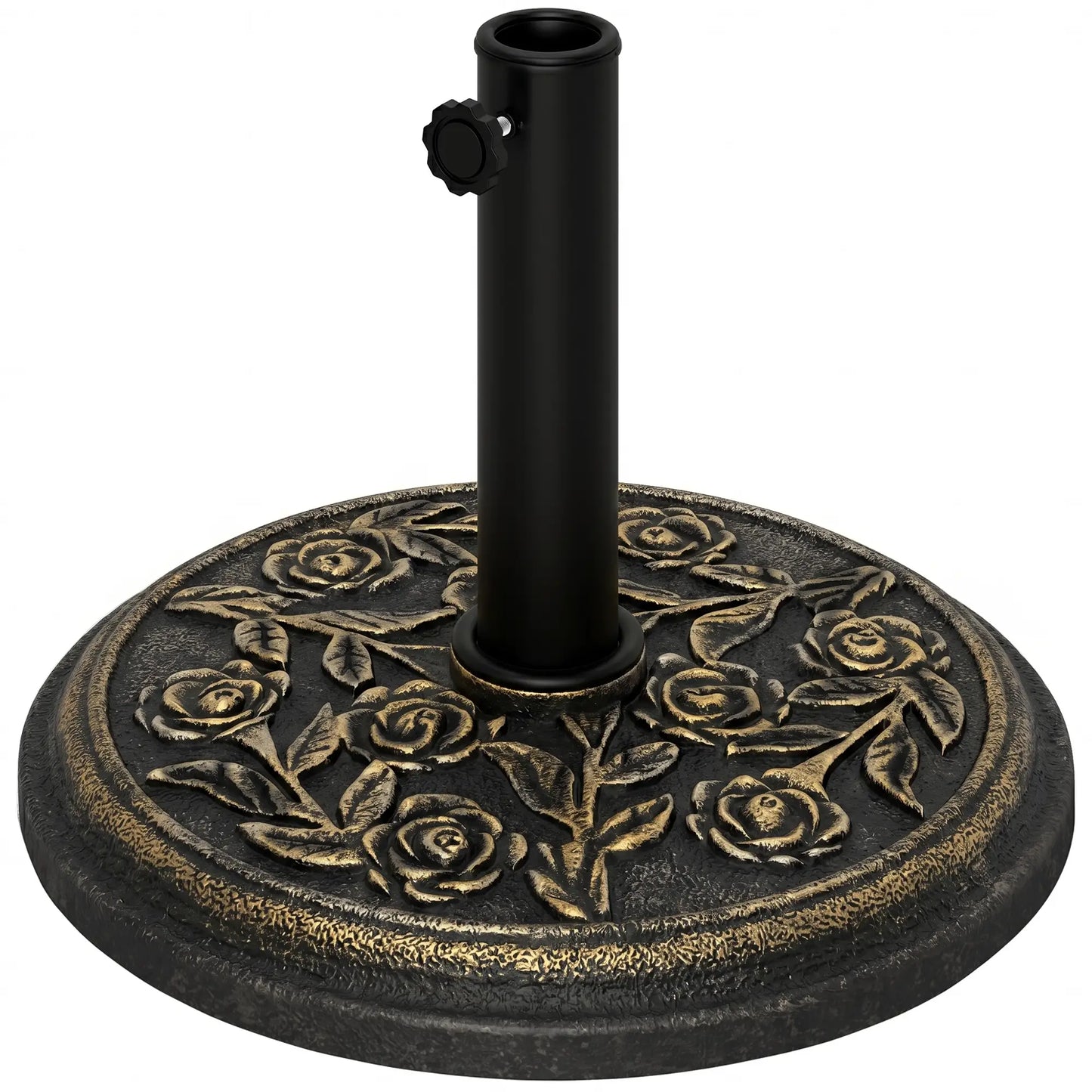 18” Round Patio Umbrella Base, Cast Stone Resin, Bronze Umbrella Bases Bronze at Gallery Canada